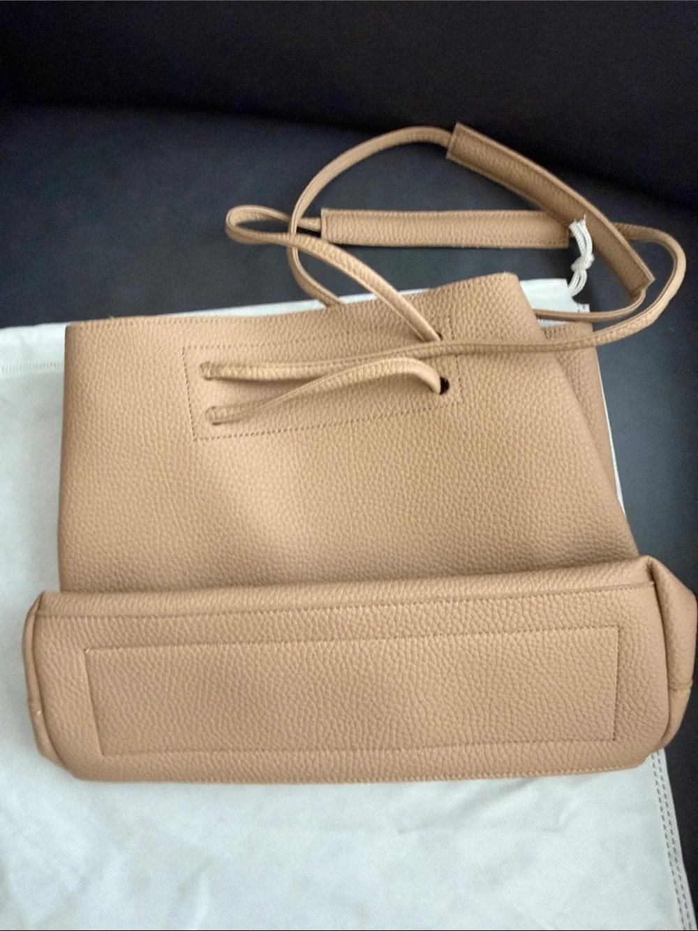 NWOT 8 Other Reasons Tan Vegan Leather Drawstring Tote